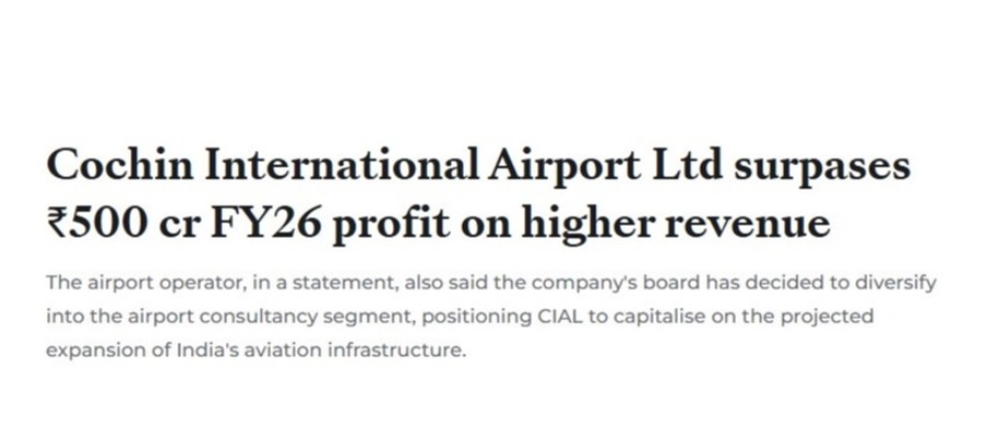 Cochin Int Airport profit rose 2025-26